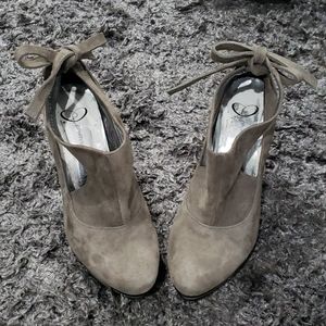 Promiscuous Tan Suede Platform Shoes Sz 8